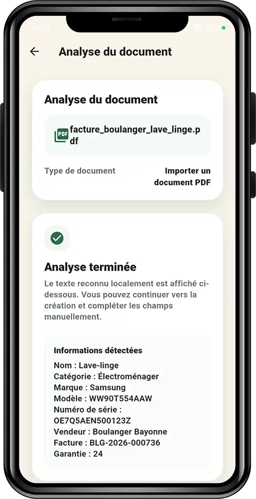 Smart-Capture-Analyse einer Rechnung mit erkannten Informationen