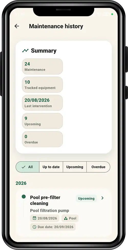 Maintenance history in Carnet Entretien Maison