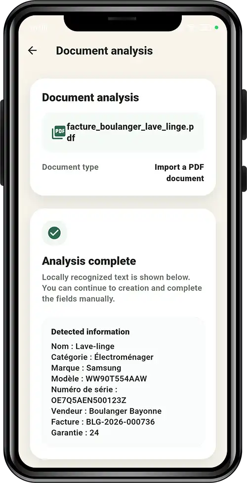 Smart Capture invoice analysis with detected information