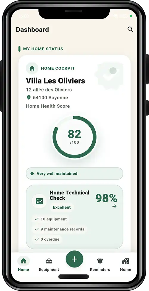 Carnet Entretien Maison dashboard
